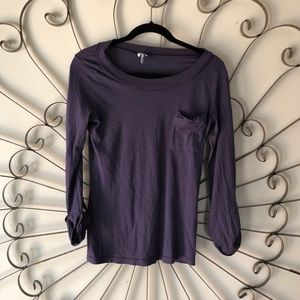 Splendid purple knit roll sleeve pocket tee, M
